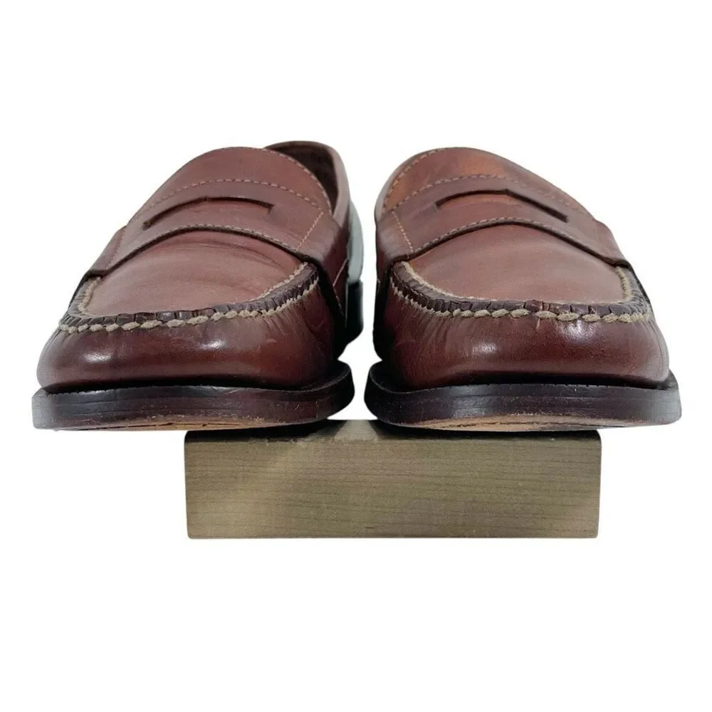 Cole Haan Douglas Brown Distressed Leather Penny Loafers Mens Size 7.5